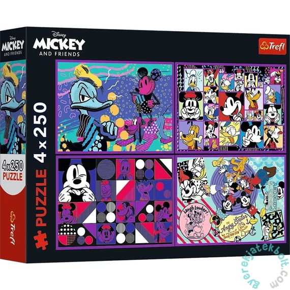 Trefl 4 x 250 db-os puzzle - Disney - Mickey Mouse kalandjai (13308)