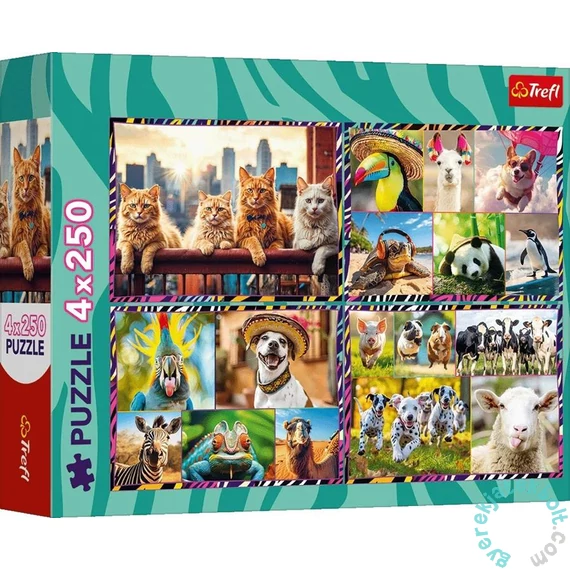Trefl 4 x 250 db-os puzzle - Mókás állatok (13313)