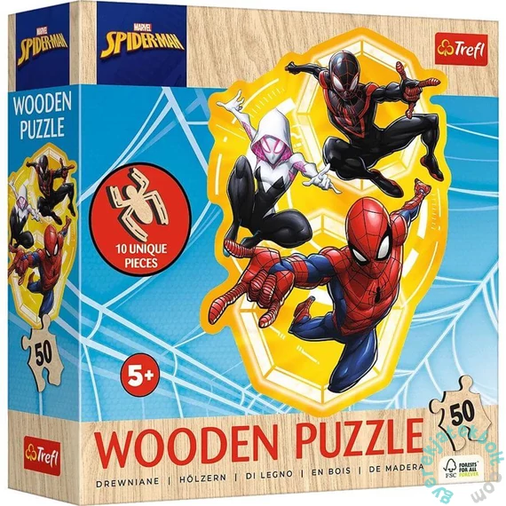 Trefl 50 db-os Wooden Contour Fa Puzzle - Pókember (20280)