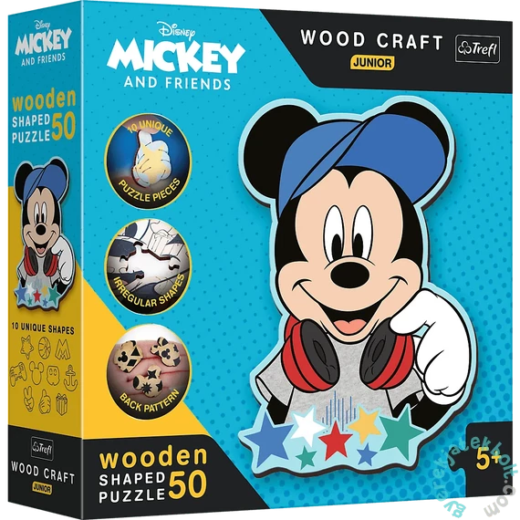 Trefl 50 db-os Wood Craft Shaped Prémium Fa Puzzle - Mickey világa (20199)