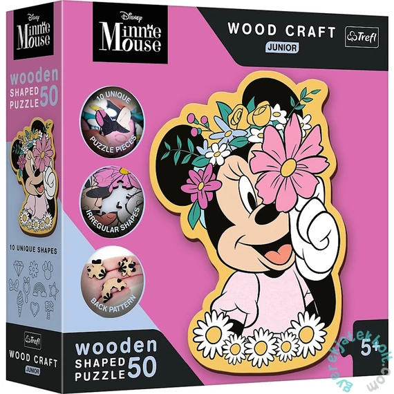 Trefl 50 db-os Wood Craft Shaped Prémium Fa Puzzle - Minnie világa (20200)