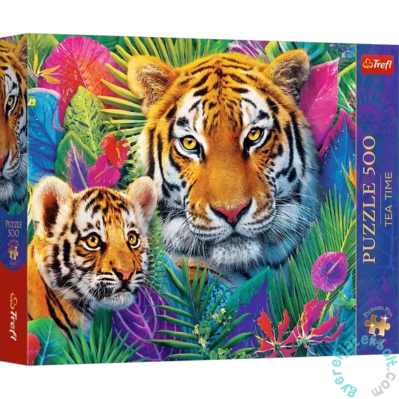Trefl 500 db-os Premium Plus puzzle - Tea Time - Tigrisek a dzsungelben (37625)