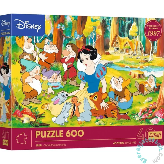 Trefl 600 db-os puzzle - 40 Éves Jubileum - Disney - Hófehérke és a hét törpe (37603)