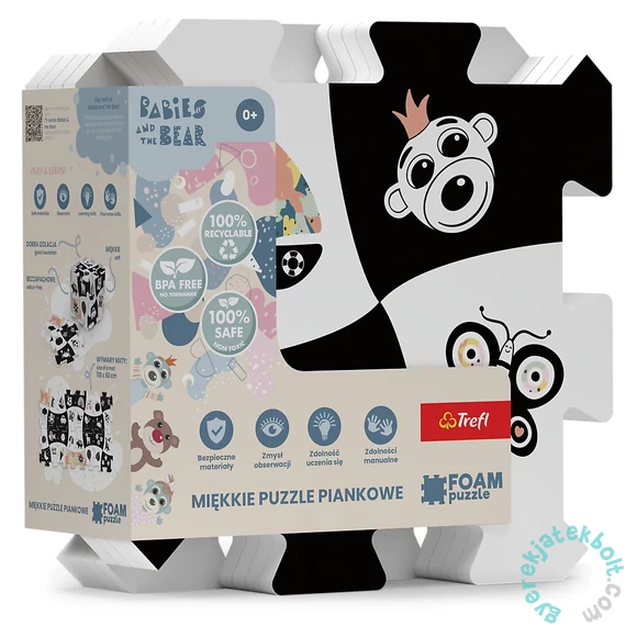 Trefl 8 db-os Szivacs puzzle - Babák és mackók - Fekete,fehér (61616)