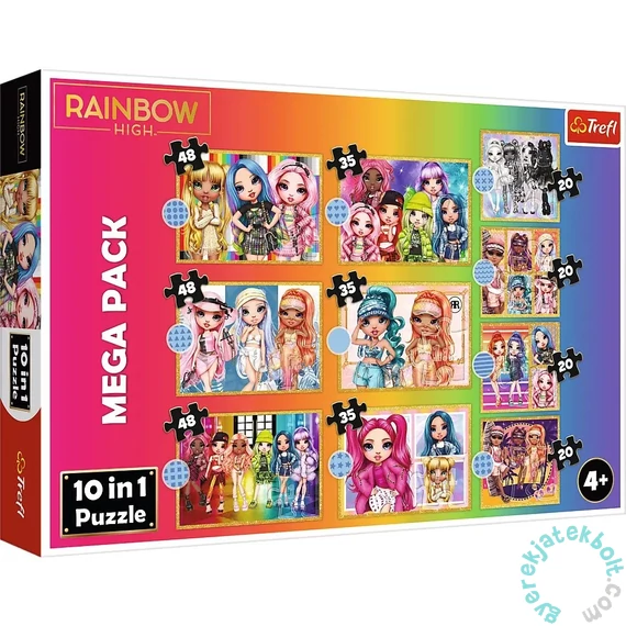 Trefl 10 az 1-ben puzzle (20,35,48 db-os) Mega Pack - Rainbow High (96000)