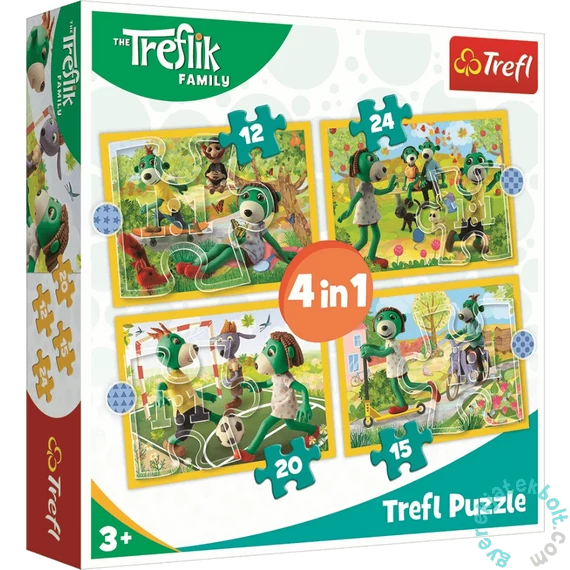 Trefl 4 az 1-ben puzzle (12,15,20,24 db-os) - A Treflik család együtt szórakozik (34358)