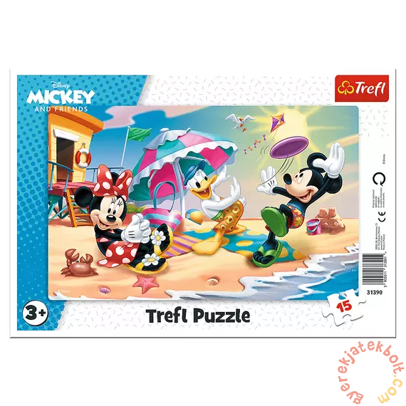 Trefl 15 db-os keretes puzzle - Mickey és barátai - Játék a tengerparton (31390)