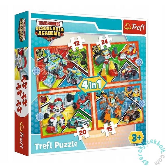 Trefl 4 az 1-ben puzzle (12,15,20,24 db-os) - Transformers Mentő Bot Akadémia