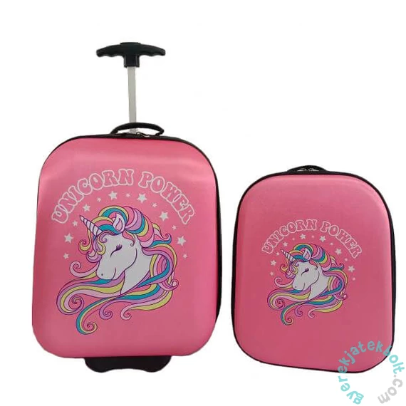 Gurulós gyermekbőrönd + hátizsák szett - Unikornis (BC-ROZ-004)