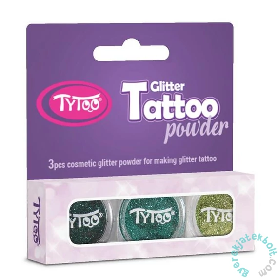 TyToo - Csillámpor szett - Sötét türkizzöld, Világos türkizzöld, Aranyzöld (CTPS0032)