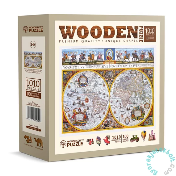 Wooden City 1010 db-os fa puzzle - Antik térkép (NB1010-0102-XL)