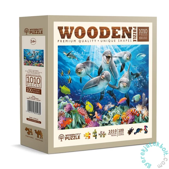 Wooden City 1010 db-os fa puzzle - Boldog delfinek (NB1010-0104-XL)