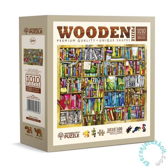 Wooden City 1010 db-os fa puzzle - Könyvespolc (NB1010-0128-XL)