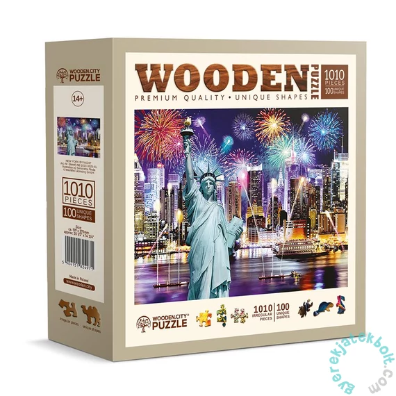 Wooden City 1010 db-os fa puzzle - New York éjjel (NB1010-0026-XL)