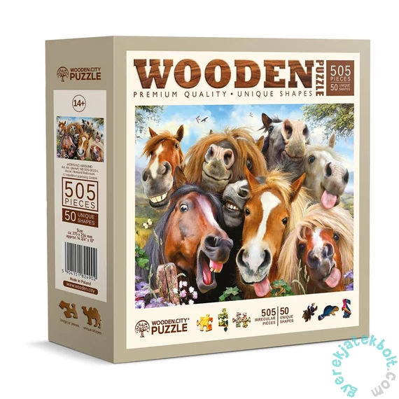Wooden City 505 db-os fa puzzle - Lovak szelfi (NB505-0015-L)