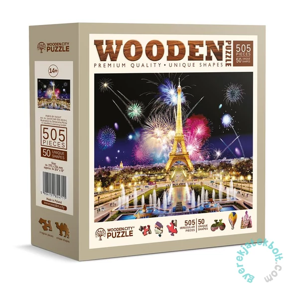 Wooden City 505 db-os fa puzzle - Párizs éjszaka (NB505-0019-L)