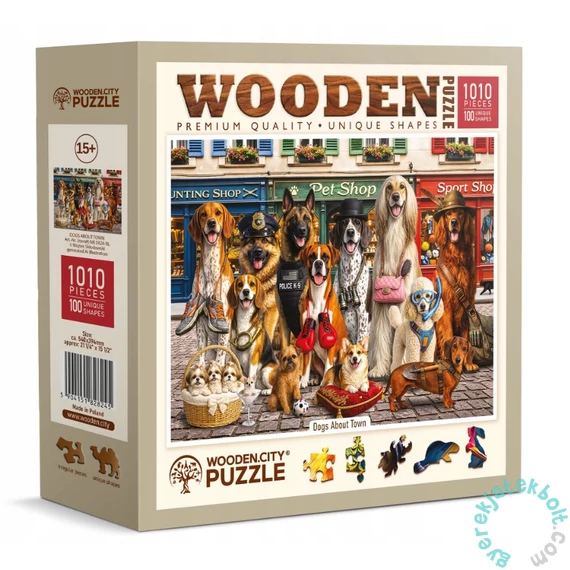 Wooden City 1010 db-os fa puzzle - Dogs About Town (828245)