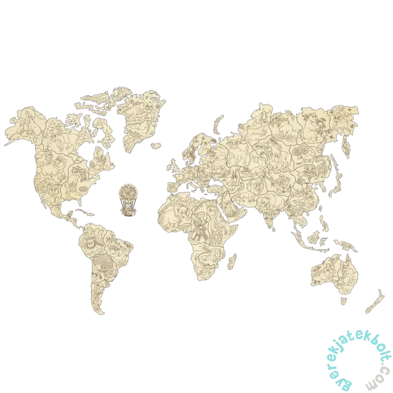 Wooden City WM515 - World Map Animals XL - Wooden Puzzle