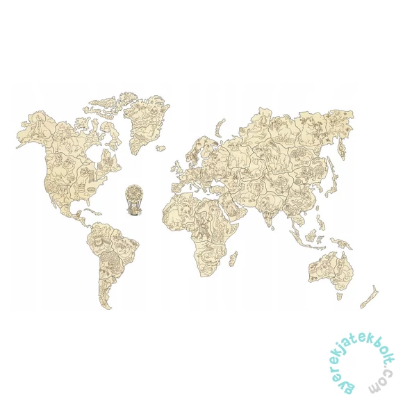 Wooden City WM522 - World Map Animals L - Wooden Puzzle