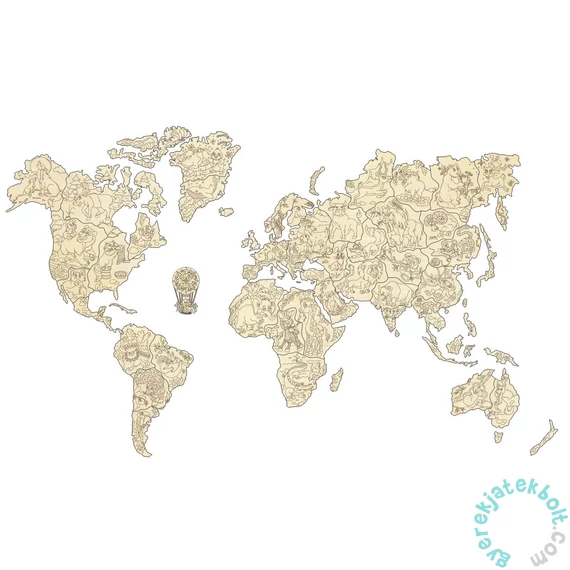 Wooden City WM523 - World Map Animals M - Wooden Puzzle