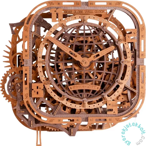 Wooden City WR360 - Gear Globe Wall Clock - Wooden Puzzle
