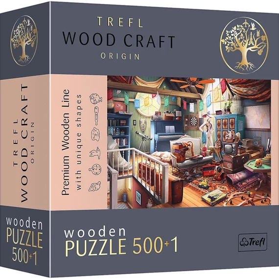 Trefl 501 db-os Wood Craft Prémium Fa Puzzle - Kincsek a padláson (20179)